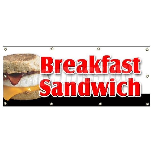 BREAKFAST SANDWICH BANNER SIGN sausage bacon bagel croissant cheese